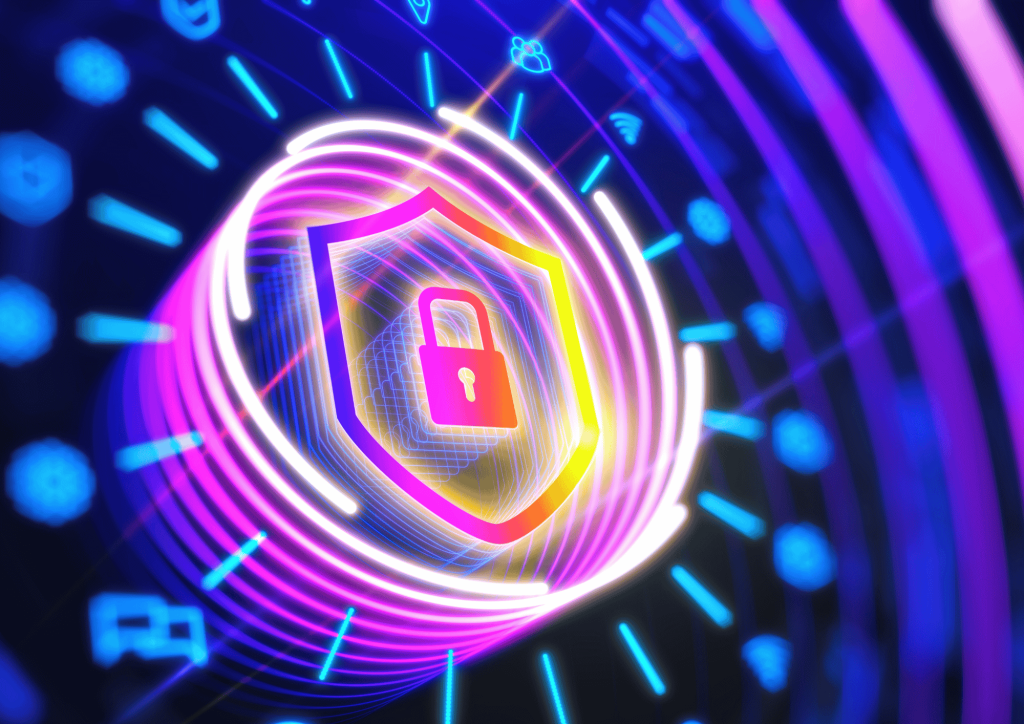 Colorful padlock symbolize Cybersecurity