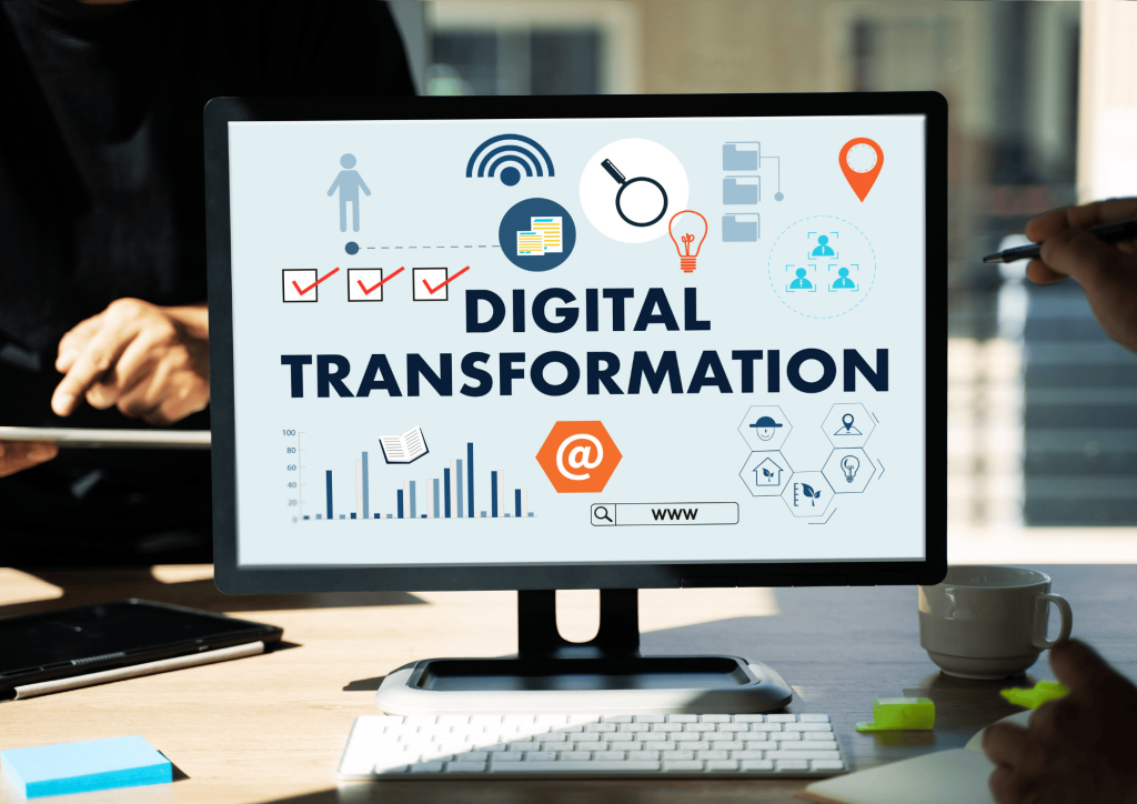 Digital Transformation text in monitor